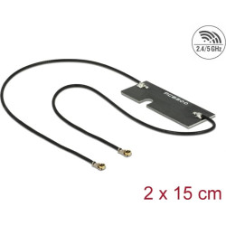 Delock WLAN 802.11 ac/a/h/b/g/n Twin Antenna 2 x I-PEX Inc., MHF® 4L plug 3 - 5 dBi 1.13 2 x 15 cm PCB internal self adhesive