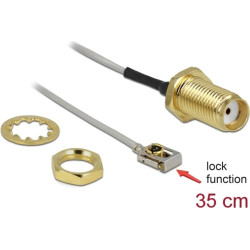 Delock Antenna Cable SMA jack bulkhead to MHF® I LK plug 1.13 35 cm thread length 10 mm