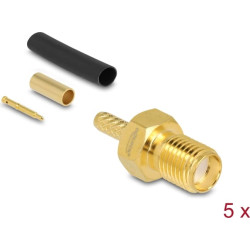 Delock RP-SMA jack for crimping RG-174 / RG-316 with matching shrink tube
