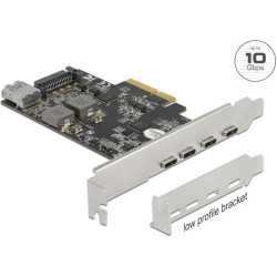 Delock PCI Express x4 Card to 4 x USB Type-C™ + 1 x USB Type-A - SuperSpeed USB 10 Gbps - Low Profile Form Factor