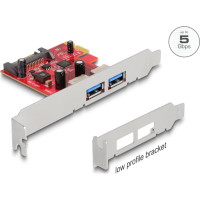 Delock PCI Express x1 Card to 2 x external USB 5 Gbps Type-A female - Low Profile Form Factor