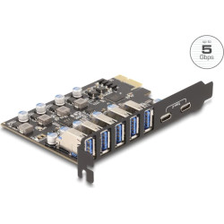 Delock USB 5 Gbps PCI Express x1 Card to 5 x external Type-A + 2 x external USB Type-C™ female