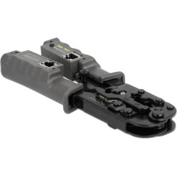Delock Crimp tool with stripper and network tester for 8P (RJ45), 6P (RJ12/11) or 4P (RJ10) plugs