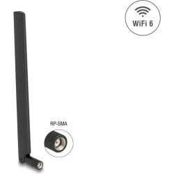 Delock WiFi 6 Antenna RP-SMA plug 3 - 6 dBi omnidirectional with tilt joint black