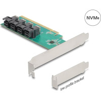 Delock PCI Express x16 Card to 4 x internal SFF-8643 NVMe - Bifurcation - Low Profile Form Factor