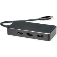 Value USB Type C - HDMI Multistream Adapter, 3x HDMI, 4K, M/F