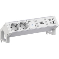 Bachmann DESK2 ALU WHITE 2xCEE7/3 1xSwitch 1xUSB A/C 22W 0,2m