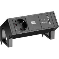 Bachmann DESK2 1x earthing contact 1x USB charger, black