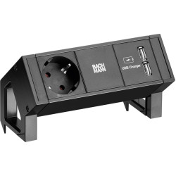 Bachmann DESK2 1x earthing contact 1x USB charger, black
