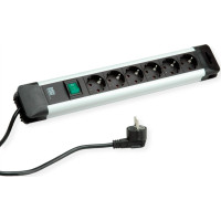 Bachmann CONNECTUS socket strip 6x earthing contact, aluminium, Plastic, with switch, 2 m