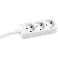 Bachmann SELLY socket strip 3x earthing contact, mounting lugs, white, 3 m