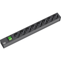 Bachmann 19" socket strip 8-way, with switch, black