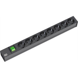 Bachmann 19" socket strip 8-way, with switch, black