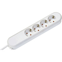 Bachmann SMART socket strip 4x earthing contact, white, 1.5 m