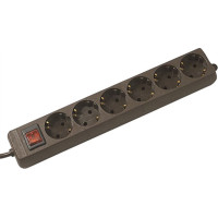 Bachmann SELLY socket strip 6x earthing contact, switch, black, 1.5 m
