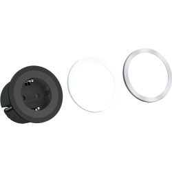 Bachmann PIX 1x earthing contact, with earthing contact and decorative rings in white, black and stainless steel look, 2 m