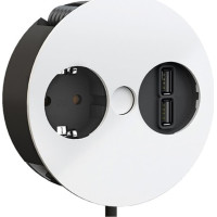 Bachmann TWIST 1x earthing contact, Wire end ferrules, USB charger, earthing contact mounting plug, white, 2 m