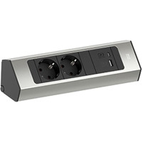Bachmann CASIA 2 2xCEE7/3 1xUSB A/C 22W 2.0m AEH stainless steel look
