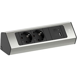 Bachmann CASIA 2 2xCEE7/3 1xUSB A/C 22W 2.0m AEH stainless steel look