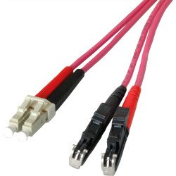 Leoni LWL-Kabel duplex 50/125µm OM4, R&M E2000 / Suhner LC, 2 m
