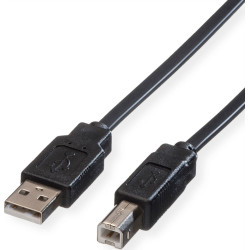 Roline USB 2.0 Flat Cable, type A-B, black, 1.8 m