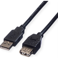 Roline USB 2.0 Cable, A - A, M/F, black, 0.8 m
