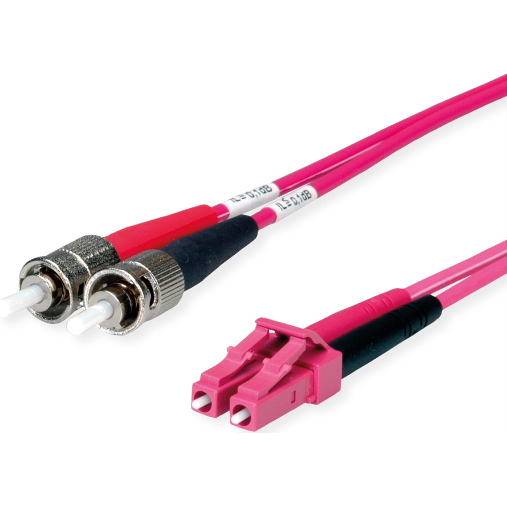 Telegärtner TELEGÄRTNER FO duplex adaptor cord, 1x LC Duplex, 2x ST G50/125 OM4, violet, 10 m