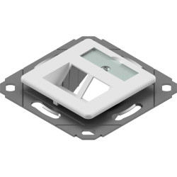 Easylan preLink / fixLink Data Outlet, 2 ports, central plate 9x31,8 mm RAL 9010