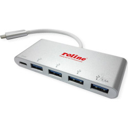 Roline USB 3.2 Gen 1 Hub, 4 Ports, Type C connection cable, with Power Supply (PD)