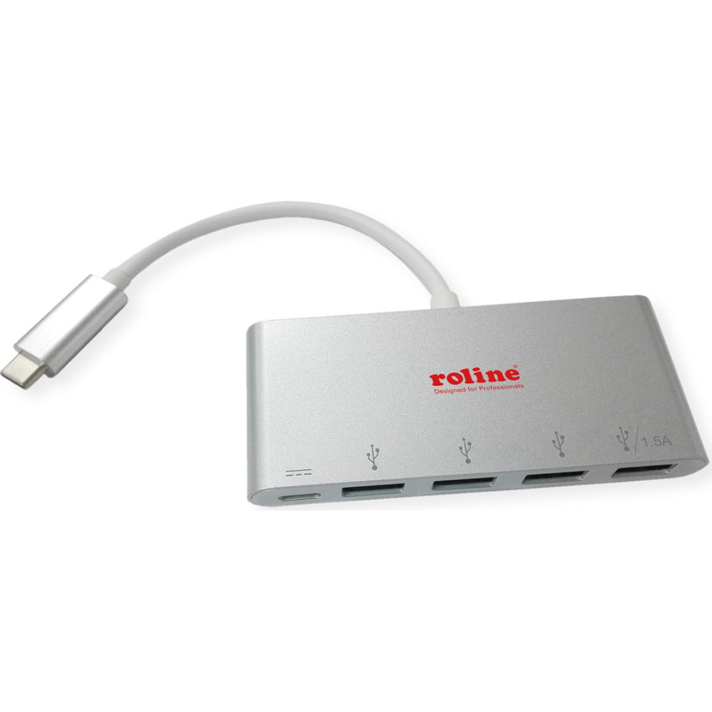 Roline USB 3.2 Gen 1 Hub, 4 Ports, Type C connection cable, with Power Supply (PD)