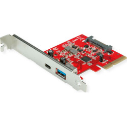 Roline PCI-Express x4 Adapter, USB 3.2 Gen2, 2 Ports, 1x USB A + 1x USB C