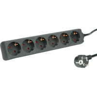 ROLINE Power Strip, 6-way, black, 1.5 m