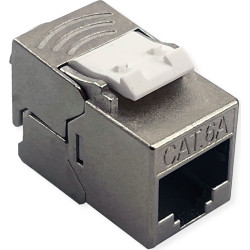 Roline Keystone Jack, Cat.6A (Class EA), RJ-45, STP, tool-free, SLIM and SHORT, silver