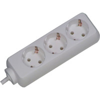 Bachmann SELLY socket strip 3x earthing contact, white, 1.5 m