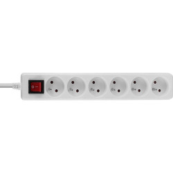 Lindy 6-Way French Schuko Mains Power Extension with Switch, White