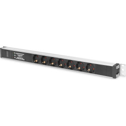 Digitus Aluminium outlet strip with overvoltage protection and line filter, 7 safety outlets, 2 m supply safety plug