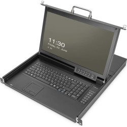 Digitus Modular HD LCD KVM console with 17\" TFT, 8-port Cat. 5 KVM connection, touchpad, Swiss keyboard layout