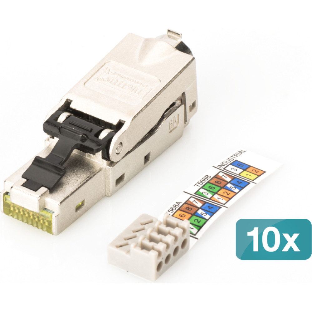 Digitus CAT 6A Field Termination Plug, STP  with dust cap, bend relief - 10 pcs.