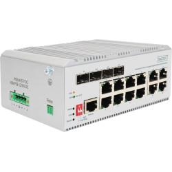 Digitus 8 port Gigabit Ethernet network PoE switch, industrial, L2 managed, 4 SFP uplink