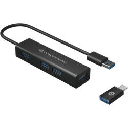 Conceptronic USB-Hub 4-Port 3.0  ->4x3.0 +TypC A o.Netzt. sw