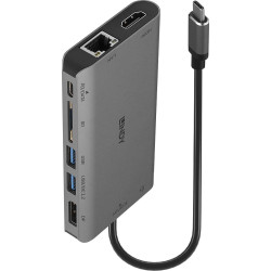 Lindy DST-Mini XT, USB-C Laptop Mini Docking Station with Single Display (4K) or Dual Display (Full HD) & 100W Pass-Through Charging
