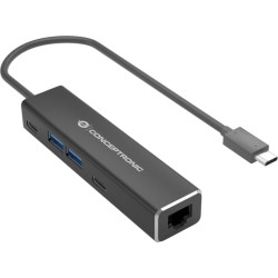 Conceptronic Adapter USB-C ->RJ45 Gigabit,2xUSB-C 2xUSB-A sw