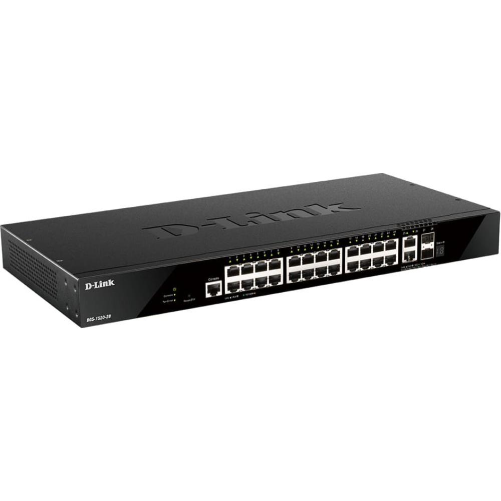 D-Link DGS-1520-28/E tīkla pārslēgs Vadīts L3 10G Ethernet (100/1000/10000) 1U Melns