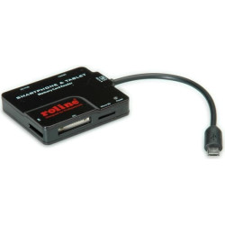 Android viedtālruņu + planšetdatoru karšu lasītājs, USB2.0, ROLINE