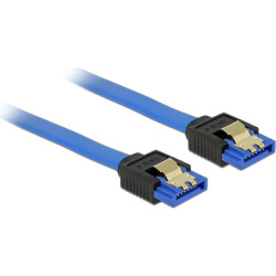 Delock Cable SATA 6 Gb/s receptacle straight > SATA receptacle straight 100 cm blue with gold clips