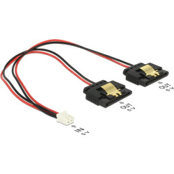 Delock Cable Power 2 pin female > 2 x SATA 15 pin receptacle (5 V) metal 20 cm