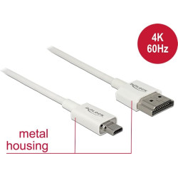 Delock Cable High Speed HDMI with Ethernet - HDMI-A male > HDMI Micro-D male 3D 4K 1.5 m Slim High Quality