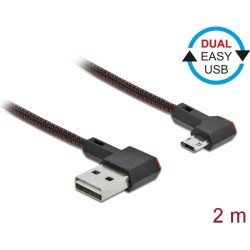 Delock EASY-USB 2.0 Cable Type-A male to EASY-USB Type Micro-B male angled left / right 2 m black