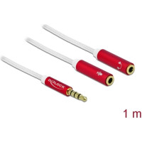 Audio adapteris 1x3.5mm 4pin M > 2x3.5mm 4pin F, 1.0m, Delock