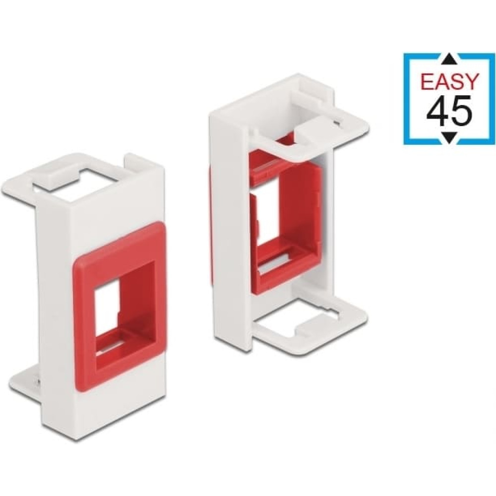 Delock Easy 45 Module Keystone Holder 22.5 x 45 mm, white / red